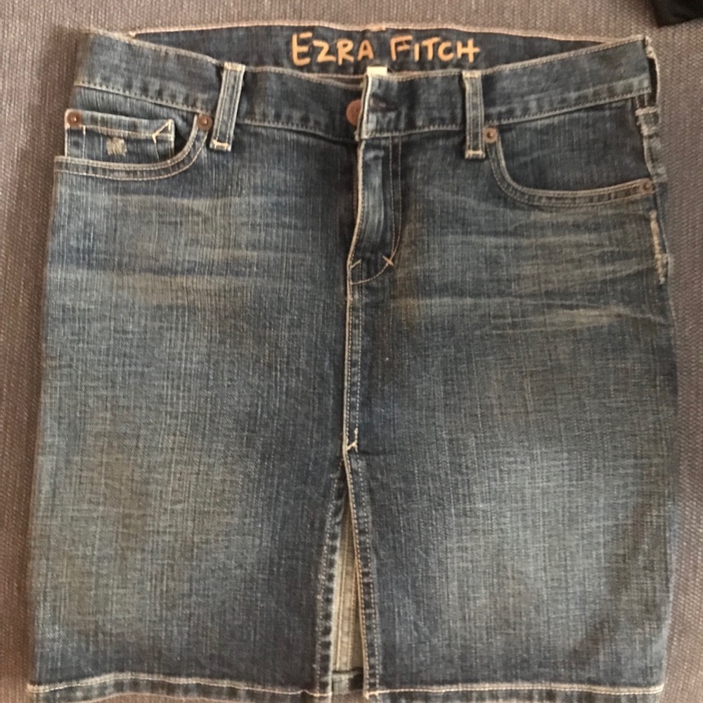 Denim mini skirt with slit